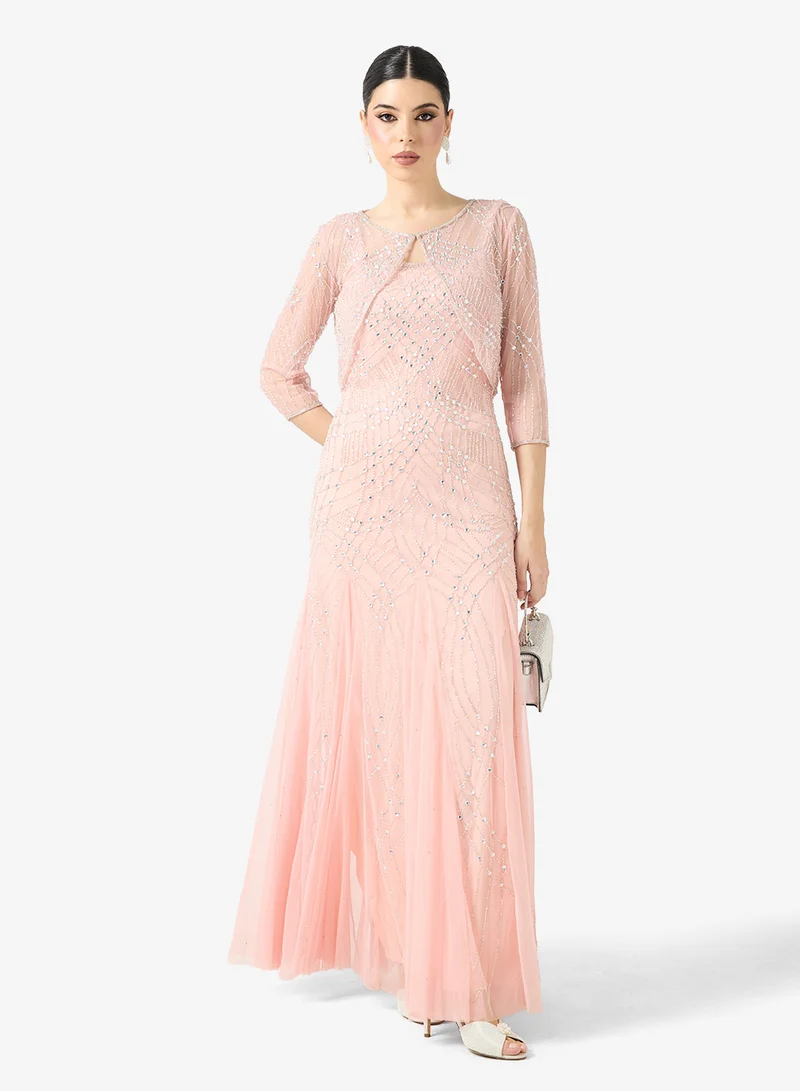 Embellished Evening Dress With Bolero